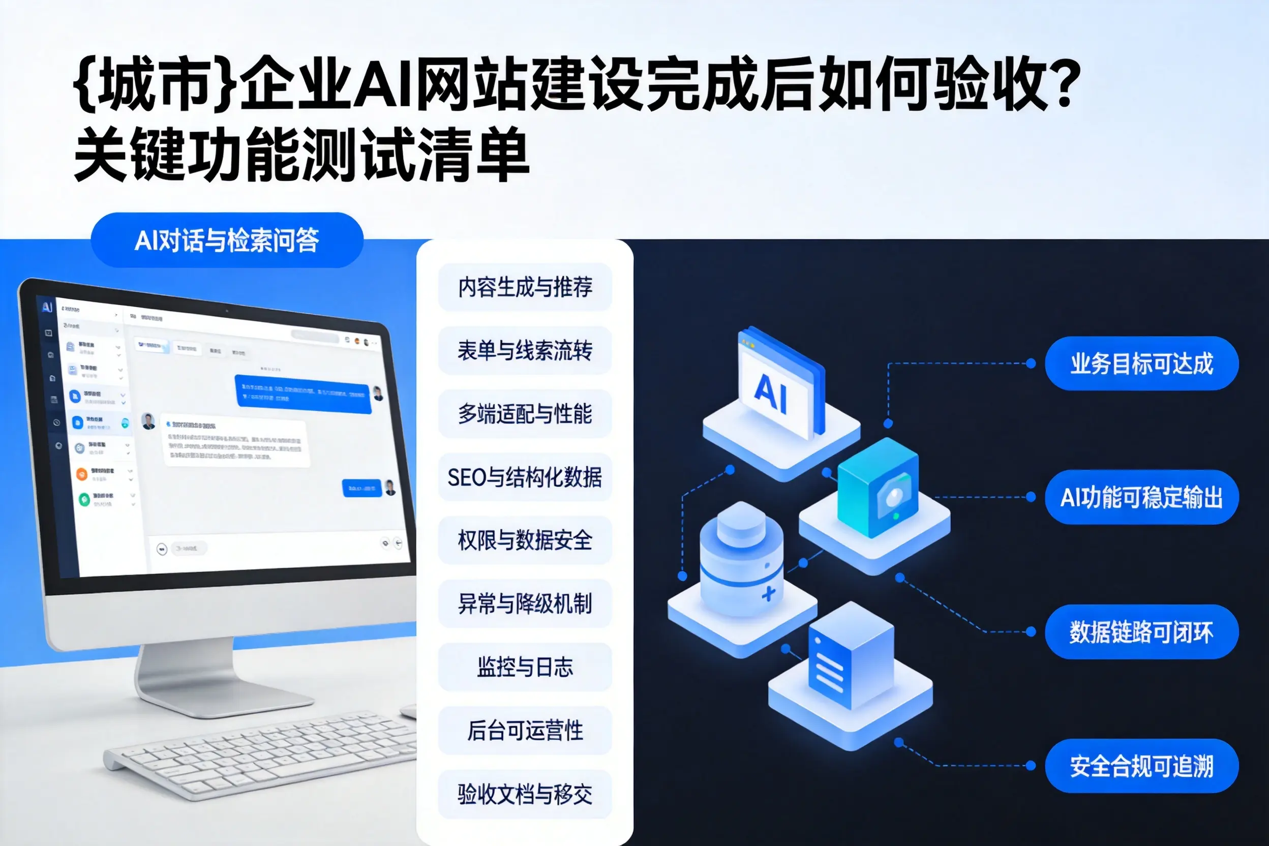 眉山企业AI网站建设完成后如何验收？关键功能测试清单