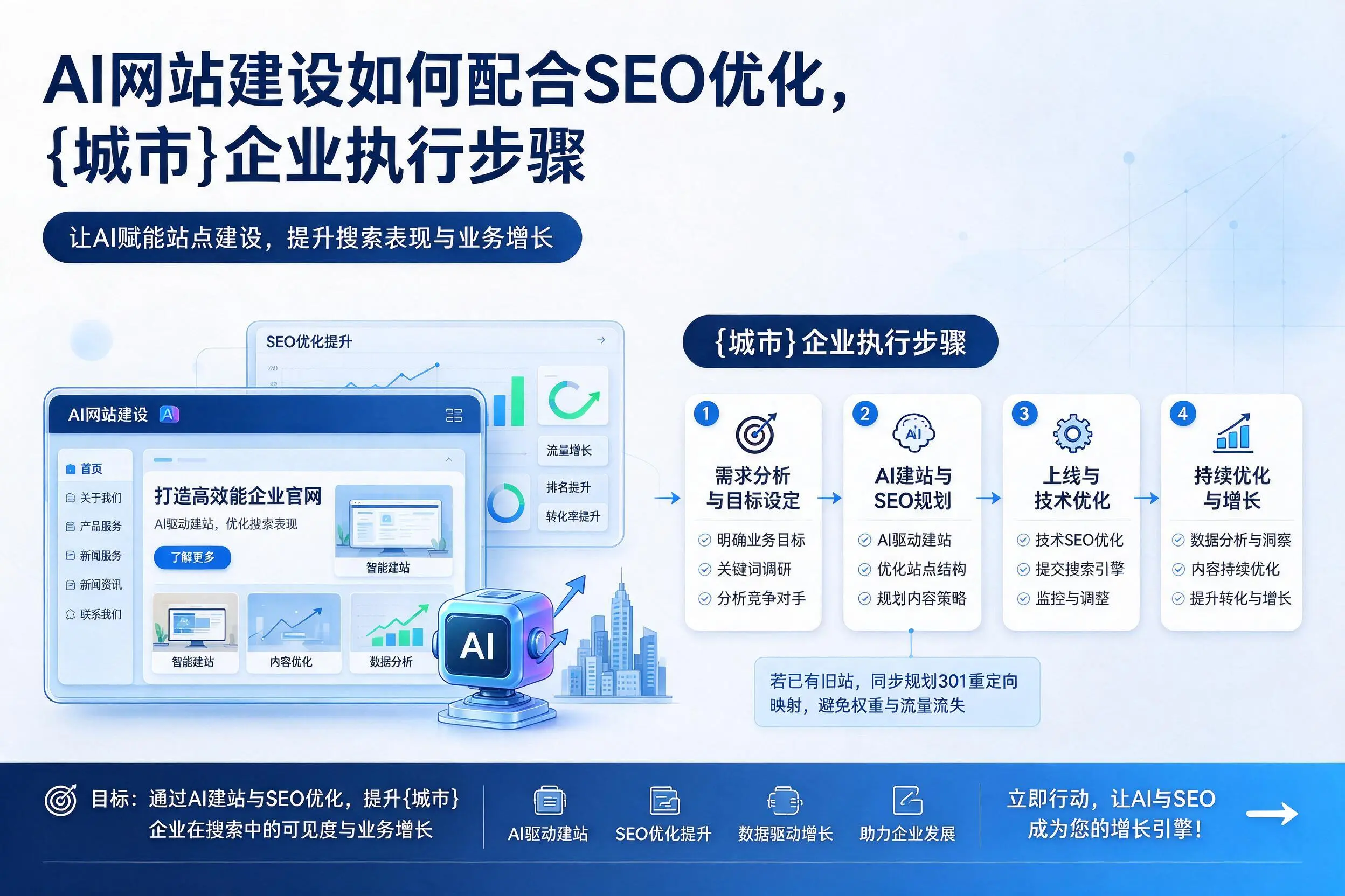 AI网站建设如何配合SEO优化,眉山企业执行步骤