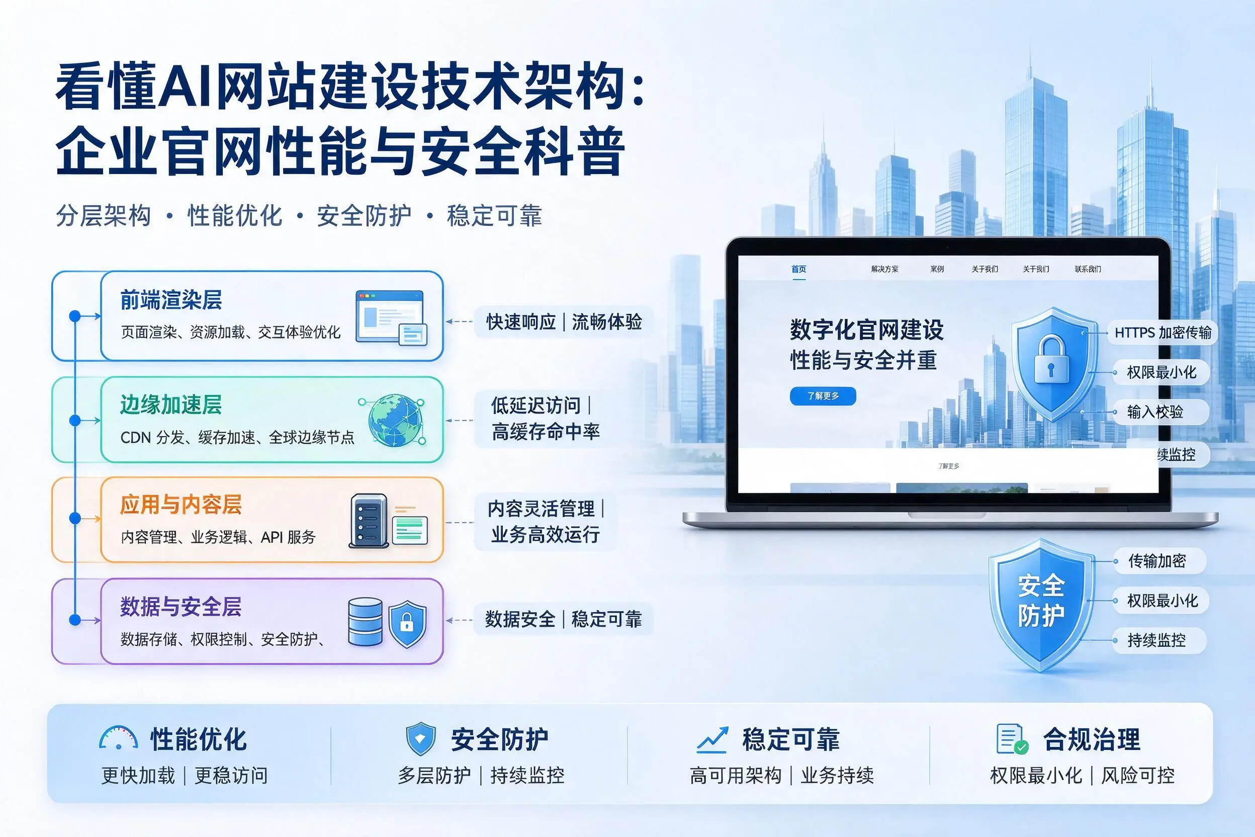 看懂AI网站建设技术架构：眉山企业官网性能与安全科普