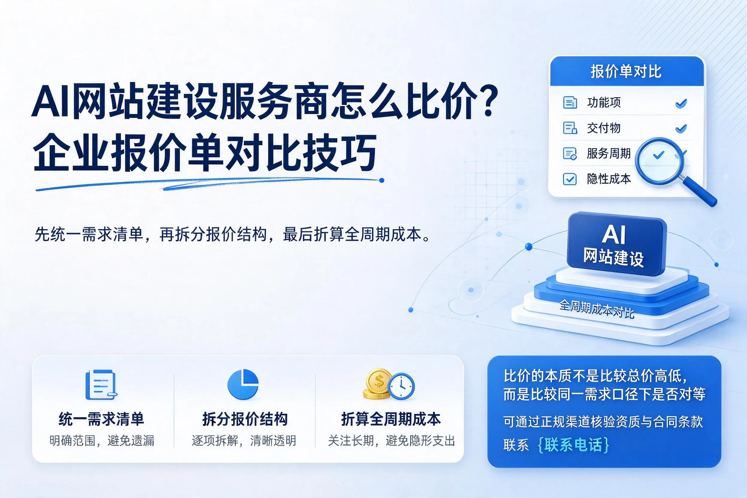 AI网站建设服务商怎么比价？眉山企业报价单对比技巧